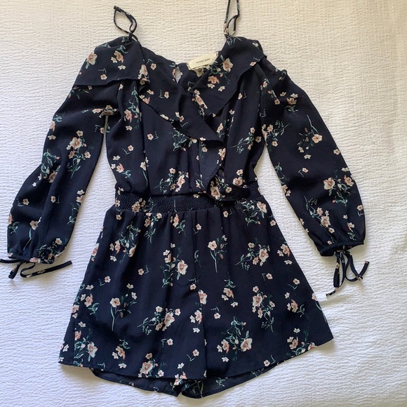 Sweet Jane Floral Off-the-Should Romper - Picture 1 of 3